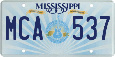 MS license plate MCA537