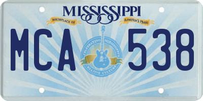 MS license plate MCA538