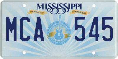 MS license plate MCA545