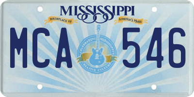 MS license plate MCA546
