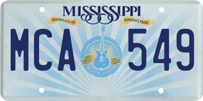 MS license plate MCA549