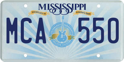 MS license plate MCA550
