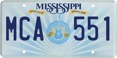 MS license plate MCA551