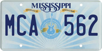 MS license plate MCA562