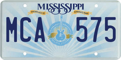 MS license plate MCA575