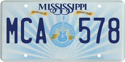 MS license plate MCA578