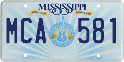 MS license plate MCA581
