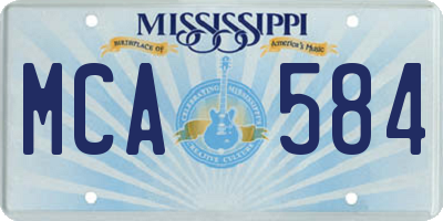 MS license plate MCA584