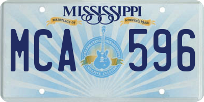 MS license plate MCA596