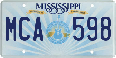 MS license plate MCA598