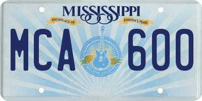 MS license plate MCA600