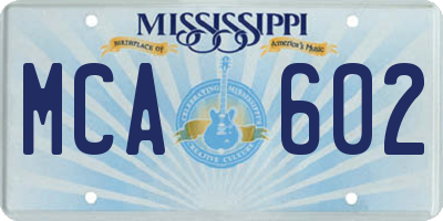 MS license plate MCA602