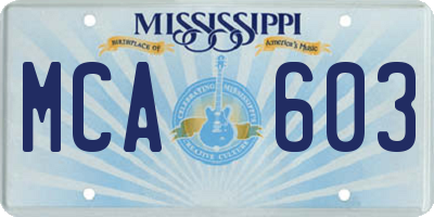 MS license plate MCA603
