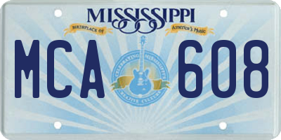 MS license plate MCA608