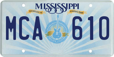 MS license plate MCA610