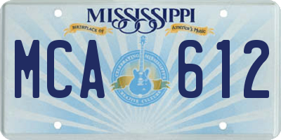 MS license plate MCA612
