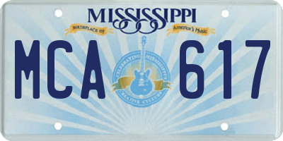 MS license plate MCA617