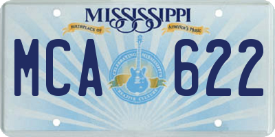 MS license plate MCA622