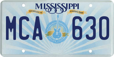 MS license plate MCA630