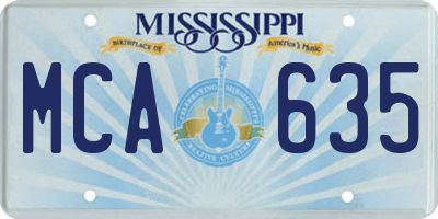 MS license plate MCA635