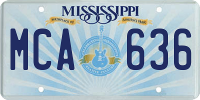 MS license plate MCA636