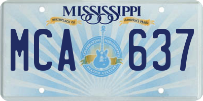 MS license plate MCA637