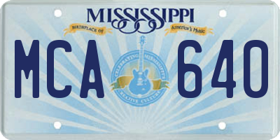 MS license plate MCA640