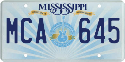 MS license plate MCA645