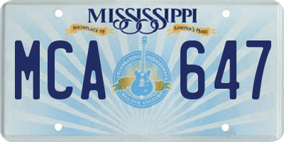 MS license plate MCA647