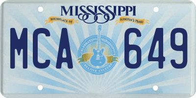 MS license plate MCA649