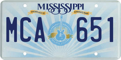 MS license plate MCA651