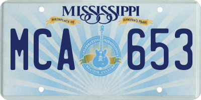 MS license plate MCA653