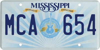 MS license plate MCA654