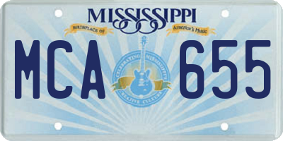 MS license plate MCA655