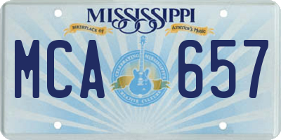 MS license plate MCA657