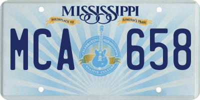 MS license plate MCA658