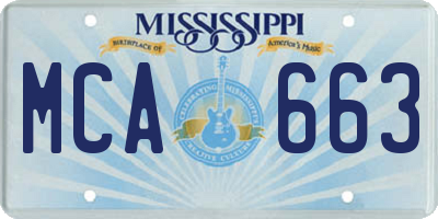 MS license plate MCA663