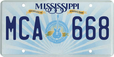 MS license plate MCA668