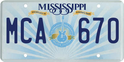 MS license plate MCA670