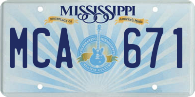 MS license plate MCA671