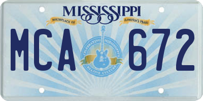 MS license plate MCA672