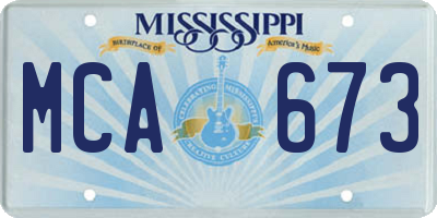 MS license plate MCA673