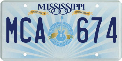 MS license plate MCA674