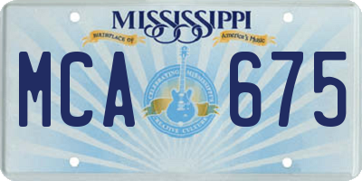MS license plate MCA675