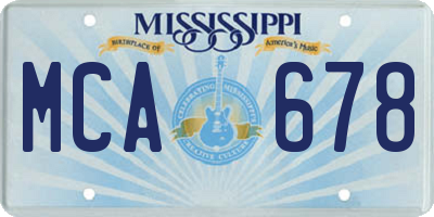 MS license plate MCA678