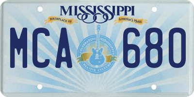 MS license plate MCA680