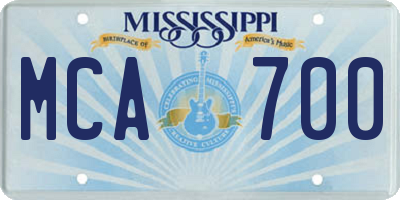 MS license plate MCA700