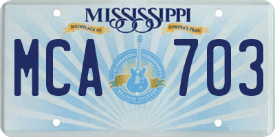 MS license plate MCA703
