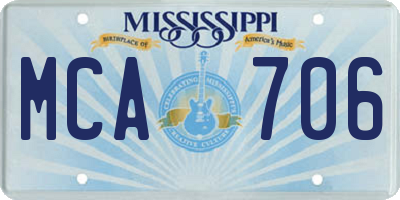 MS license plate MCA706