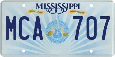 MS license plate MCA707